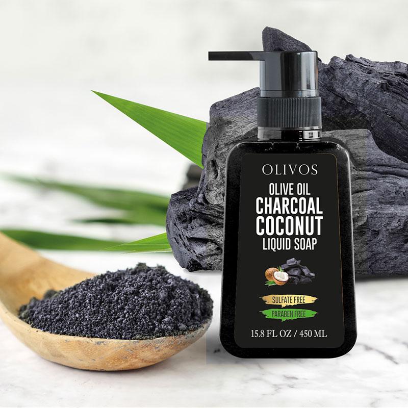 Olivos Charcoal Coconut Liquid Soap - 450 ml